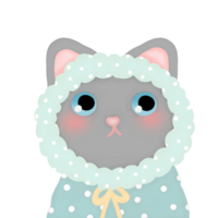 Hand drawing cute cat on transparent background png