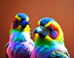 Original AI Generated Artwork Rainbow Finches photo
