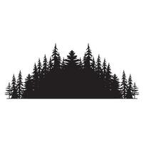 Pine tree silhouettes. Evergreen forest firs and spruces black shapes, wild nature trees templates. Vector illustration woodland trees set on white background