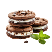 Chocolate sandwich cookie with milk cream isolated png