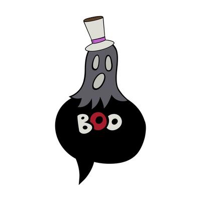 A Cartoon Ghost With A Top Hat And A Speech Bubble With The Word Boo