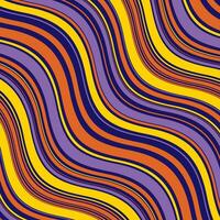 A Colorful Wavy Pattern With Orange, Yellow, Blue And Violet Stripes. Abstract Psychedelic Groovy Background vector