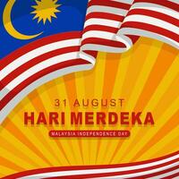 flat design background of Hari Merdeka greeting which means Malaysia Independence Day vector