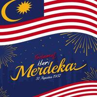 Background of Hari Merdeka greeting which means happy Malaysia Independence Day August 31, 1957 vector