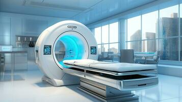 Magnetic resonance in modern hospital, hospital interior, Generative AI photo