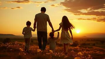 A Family's Joyful Gathering in the Sunset-Kissed Field photo