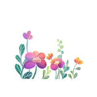Farbe zart lila Wildblumen mit Grün Blatt Blätter Geäst im Aquarell Stil. Hand gezeichnet Blumen- Clip Art Illustration auf isoliert transparent Hintergrund. drucken zum Gruß Karten, Hochzeit png