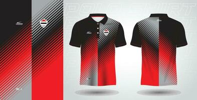 red and black polo sport shirt sublimation jersey template vector