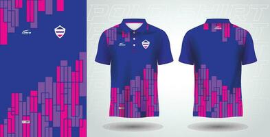 blue purple and pink polo sport shirt sublimation jersey template vector