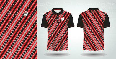 rojo y negro polo deporte camisa sublimación jersey modelo vector