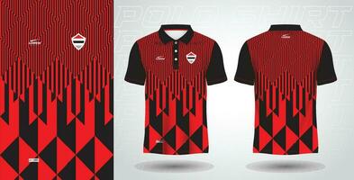 red and black polo sport shirt sublimation jersey template vector