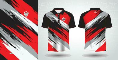 red and black polo sport shirt sublimation jersey template vector