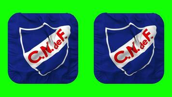 Club Nacional de Football Flag in Squire Shape Isolated with Plain and Bump Texture, 3D Rendering, Green Screen, Alpha Matte video