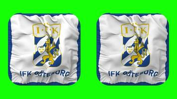 idrottsforeningen kamraterna Göteborg, ifk Goteborg voetbal vlag in schildknaap vorm geïsoleerd met duidelijk en buil textuur, 3d weergave, groen scherm, alpha matte video