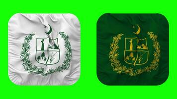 Government of Gilgit Baltistan Flag in Squire Shape Isolated with Plain and Bump Texture, 3D Rendering, Green Screen, Alpha Matte video