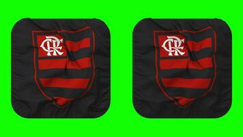 Clube de Regatas do Flamengo Flag in Squire Shape Isolated with Plain and Bump Texture, 3D Rendering, Green Screen, Alpha Matte video