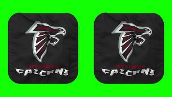 Atlanta Falcons Flag in Squire Shape Isolated with Plain and Bump Texture, 3D Rendering, Green Screen, Alpha Matte video