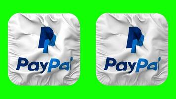 PayPal bedrijven inc vlag in schildknaap vorm geïsoleerd met duidelijk en buil textuur, 3d weergave, groen scherm, alpha matte video