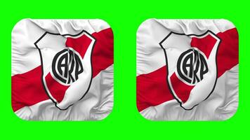 Club Atletico River Plate Flag in Squire Shape Isolated with Plain and Bump Texture, 3D Rendering, Green Screen, Alpha Matte video