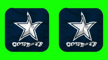 Dallas cowboys vlag in schildknaap vorm geïsoleerd met duidelijk en buil textuur, 3d weergave, groen scherm, alpha matte video