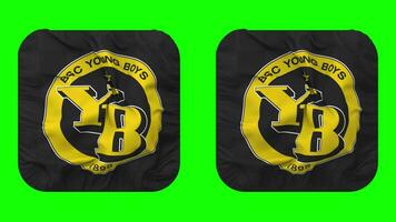 BSC Young Boys, YB Flag in Squire Shape Isolated with Plain and Bump Texture, 3D Rendering, Green Screen, Alpha Matte video