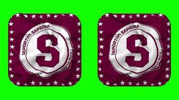 Deportivo Saprissa Flag in Squire Shape Isolated with Plain and Bump Texture, 3D Rendering, Green Screen, Alpha Matte video