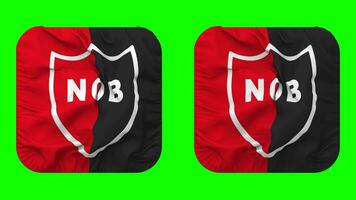 club atlético newells antiguo Niños bandera en escudero forma aislado con llanura y bache textura, 3d representación, verde pantalla, alfa mate video