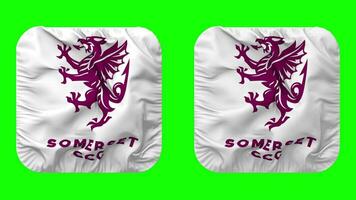 somerset sabres, somerset comté criquet club drapeau dans écuyer forme isolé avec plaine et bosse texture, 3d le rendu, vert filtrer, alpha mat video