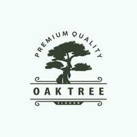 Oak Tree Logo Minimalist Design, Vector Tree Nature Plant Of Life Illustration Template Symbol