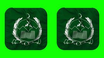 Federally Administered Tribal Areas, FATA Flag in Squire Shape Isolated with Plain and Bump Texture, 3D Rendering, Green Screen, Alpha Matte video