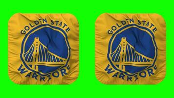 Golden State Warriors Flag in Squire Shape Isolated with Plain and Bump Texture, 3D Rendering, Green Screen, Alpha Matte video