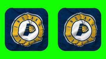 Indiana Pacers Flag in Squire Shape Isolated with Plain and Bump Texture, 3D Rendering, Green Screen, Alpha Matte video