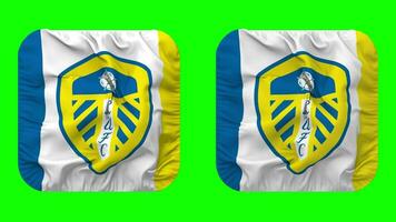 Leeds vereinigt Fußball Verein Flagge im Knappe gestalten isoliert mit einfach und stoßen Textur, 3d Wiedergabe, Grün Bildschirm, Alpha matt video