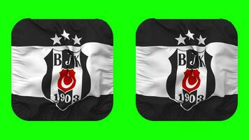 besiktas jimnastik kulubu drapeau dans écuyer forme isolé avec plaine et bosse texture, 3d le rendu, vert filtrer, alpha mat video