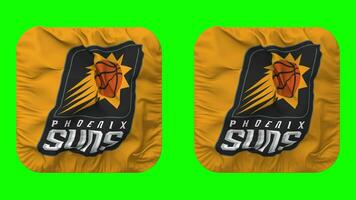 Phoenix Suns Flag in Squire Shape Isolated with Plain and Bump Texture, 3D Rendering, Green Screen, Alpha Matte video