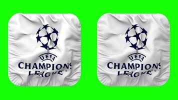Union of European Football Associations, UEFA Flag in Squire Shape Isolated with Plain and Bump Texture, 3D Rendering, Green Screen, Alpha Matte video