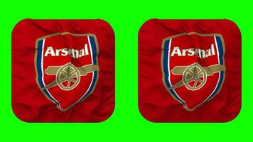 Arsenal Football Club Flag in Squire Shape Isolated with Plain and Bump Texture, 3D Rendering, Green Screen, Alpha Matte video