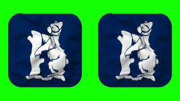 Birmingham Bears, Warwickshire County Cricket Club Flag in Squire Shape Isolated with Plain and Bump Texture, 3D Rendering, Green Screen, Alpha Matte video