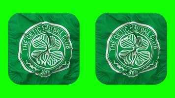 The Celtic Football Club Flag in Squire Shape Isolated with Plain and Bump Texture, 3D Rendering, Green Screen, Alpha Matte video