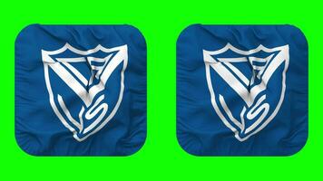 Club Atletico Velez Sarsfield Flag in Squire Shape Isolated with Plain and Bump Texture, 3D Rendering, Green Screen, Alpha Matte video