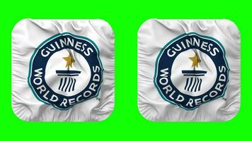 Guinness World Records Flag in Squire Shape Isolated with Plain and Bump Texture, 3D Rendering, Green Screen, Alpha Matte video