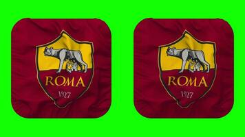 Associazione Sportiva Roma Football Club Flag in Squire Shape Isolated with Plain and Bump Texture, 3D Rendering, Green Screen, Alpha Matte video