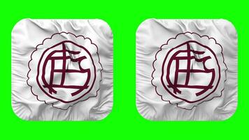 Club Atletico Lanus Flag in Squire Shape Isolated with Plain and Bump Texture, 3D Rendering, Green Screen, Alpha Matte video