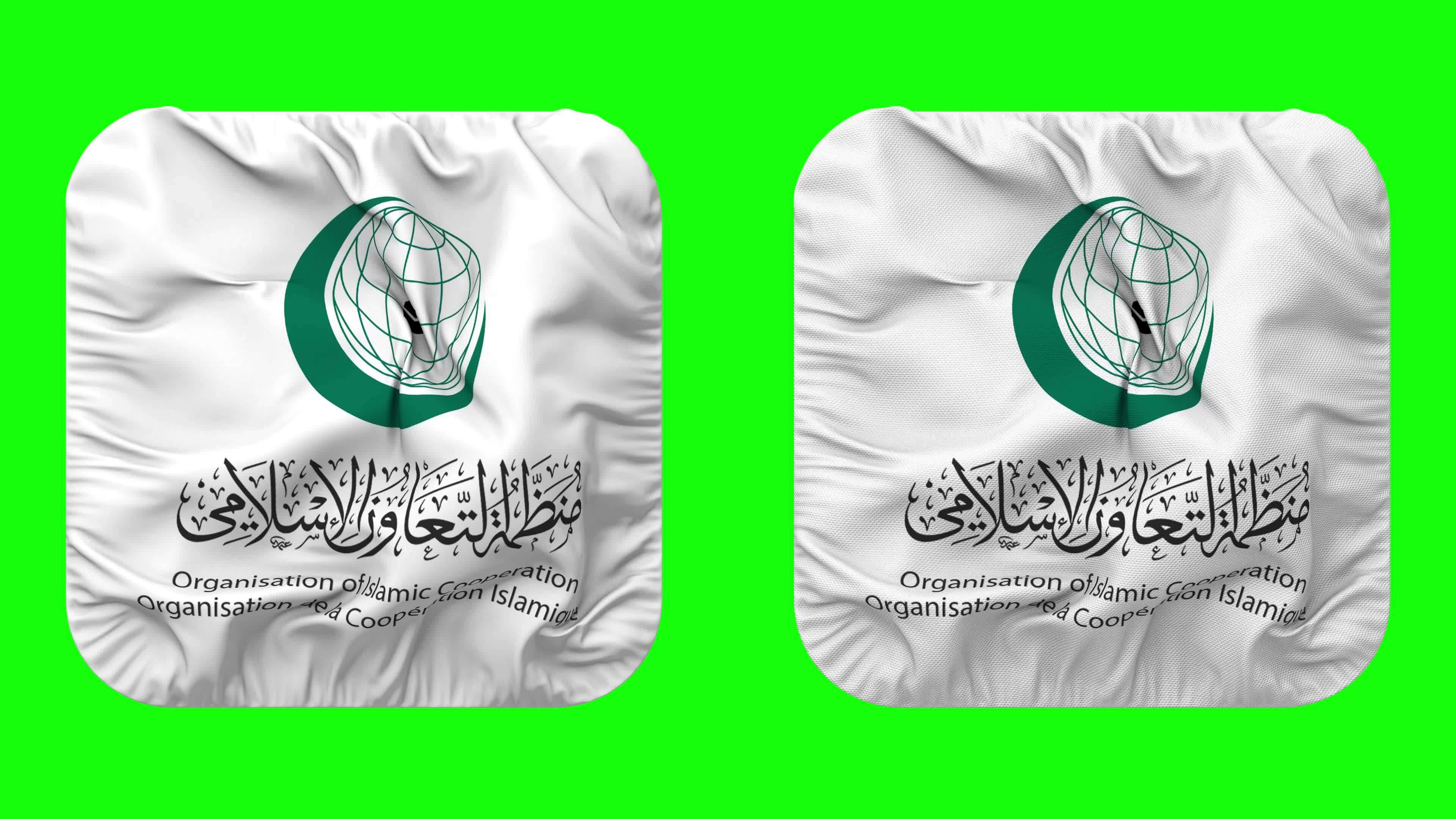 Organisation of Islamic Cooperation, OIC Flag in Squire Shape Isolated