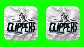 Los Angeles Clippers Flag in Squire Shape Isolated with Plain and Bump Texture, 3D Rendering, Green Screen, Alpha Matte video