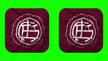 Club Atletico Lanus Flag in Squire Shape Isolated with Plain and Bump Texture, 3D Rendering, Green Screen, Alpha Matte video