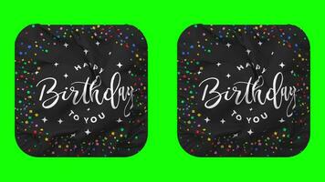 Happy Birthday to You Flag in Squire Shape Isolated with Plain and Bump Texture, 3D Rendering, Green Screen, Alpha Matte video