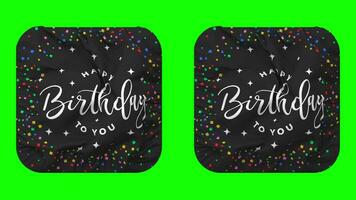 Happy Birthday to You Flag in Squire Shape Isolated with Plain and Bump Texture, 3D Rendering, Green Screen, Alpha Matte video