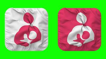 Breastfeeding Icons Flag in Squire Shape Isolated with Plain and Bump Texture, 3D Rendering, Green Screen, Alpha Matte video