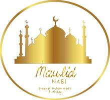 mosque in the background maulid nabi muhammad vector